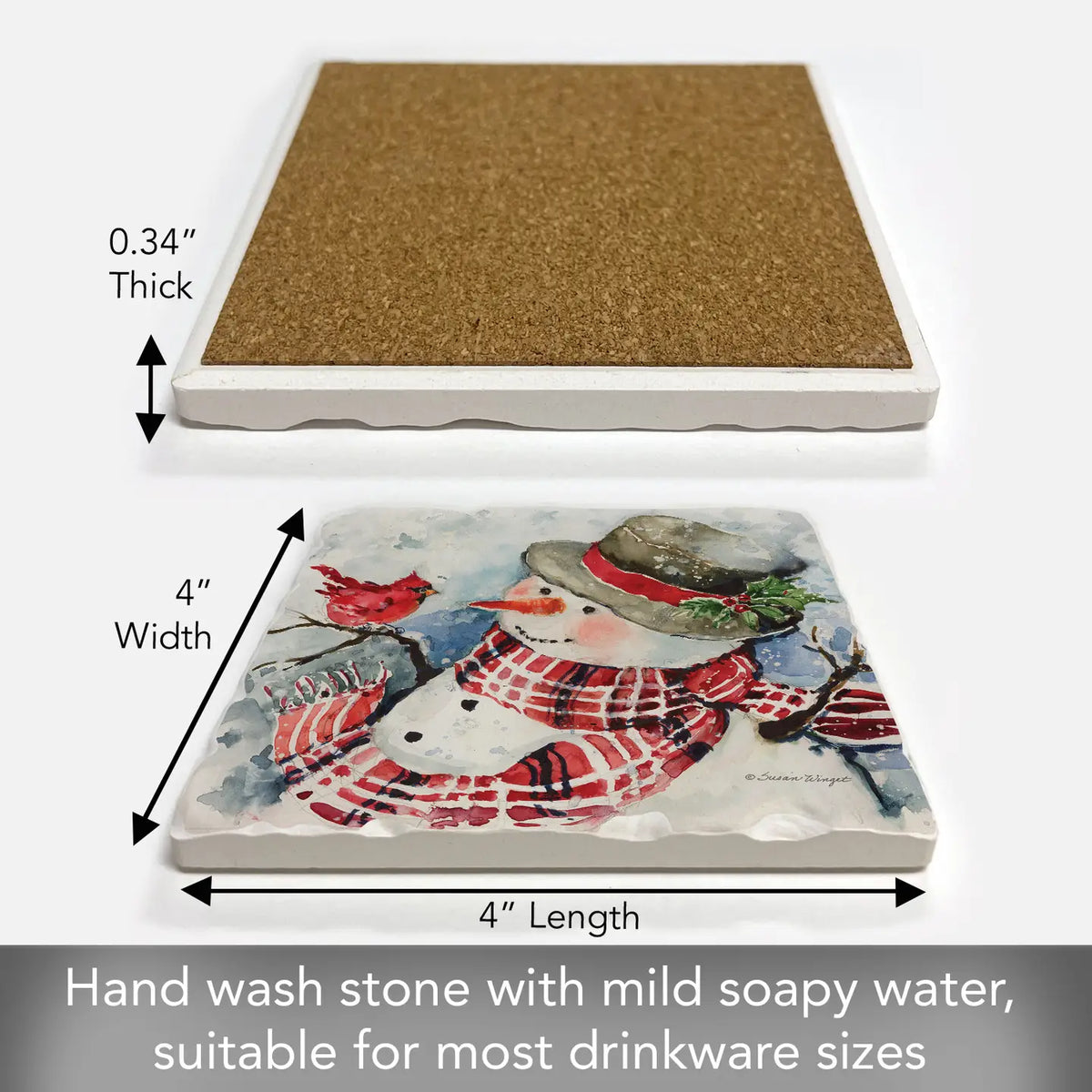 Snowman Red Plaid Coaster