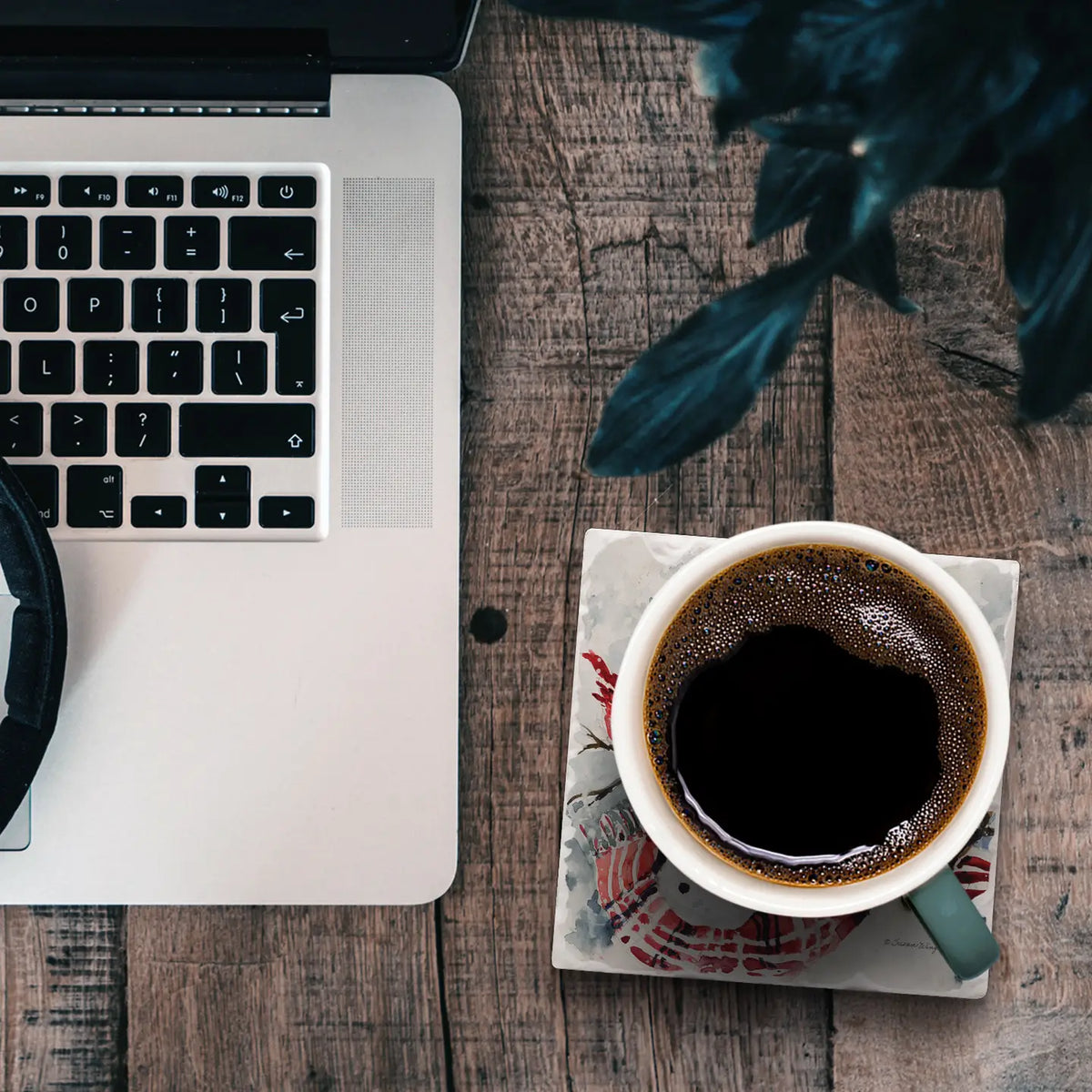 Snowman Red Plaid Coaster