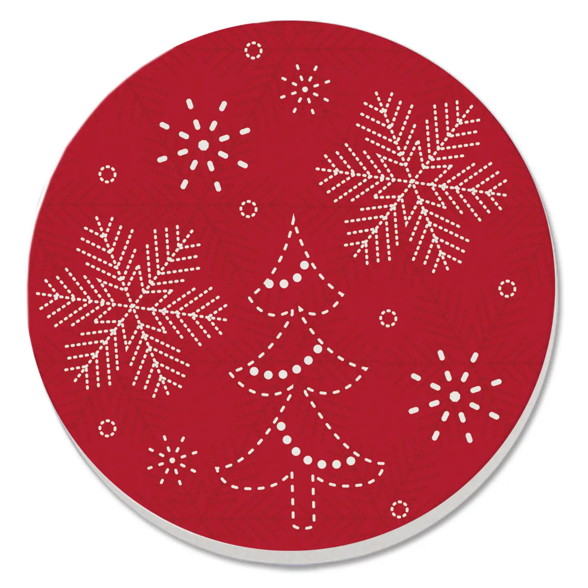 Stitched Snowflakes Round Coaster