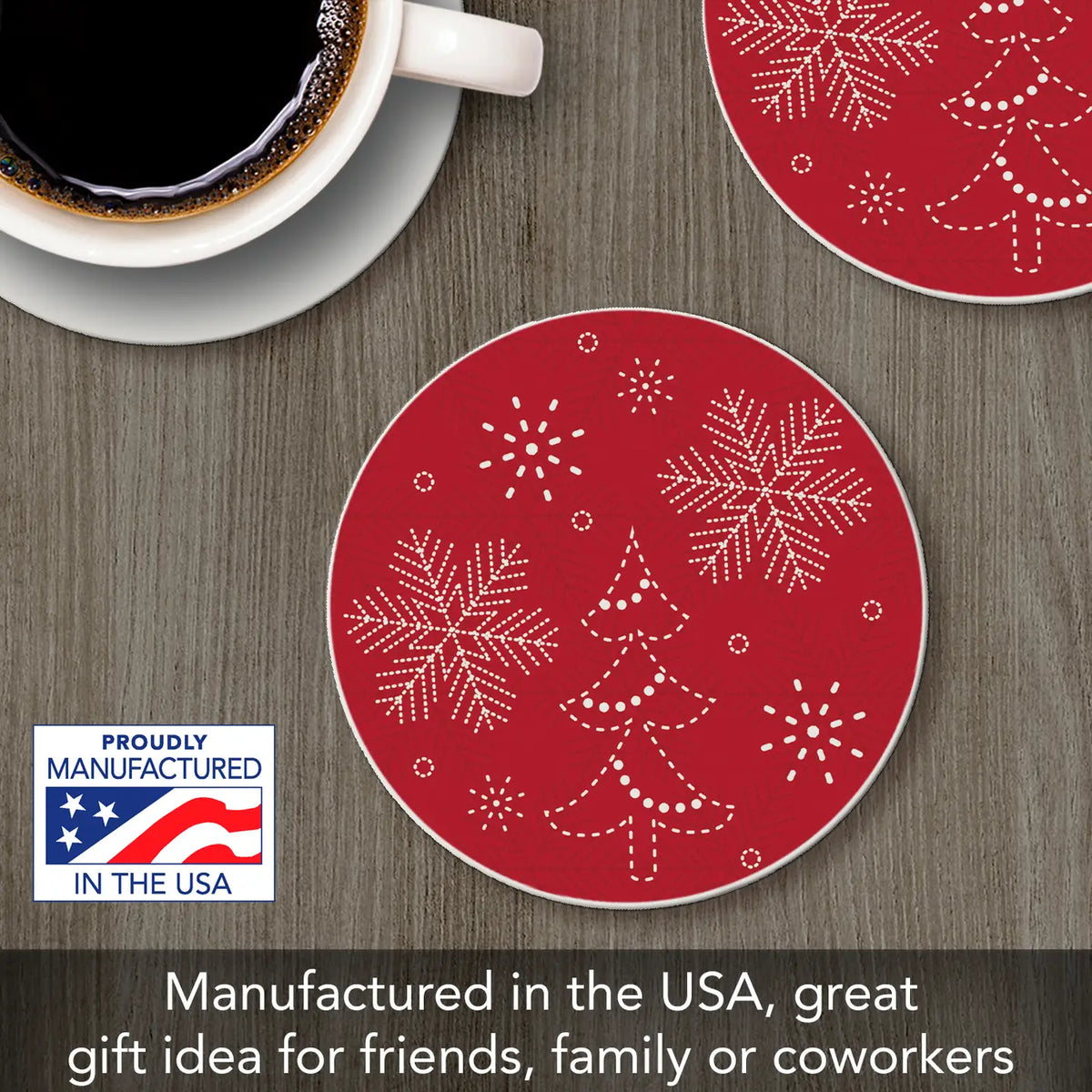 Stitched Snowflakes Round Coaster