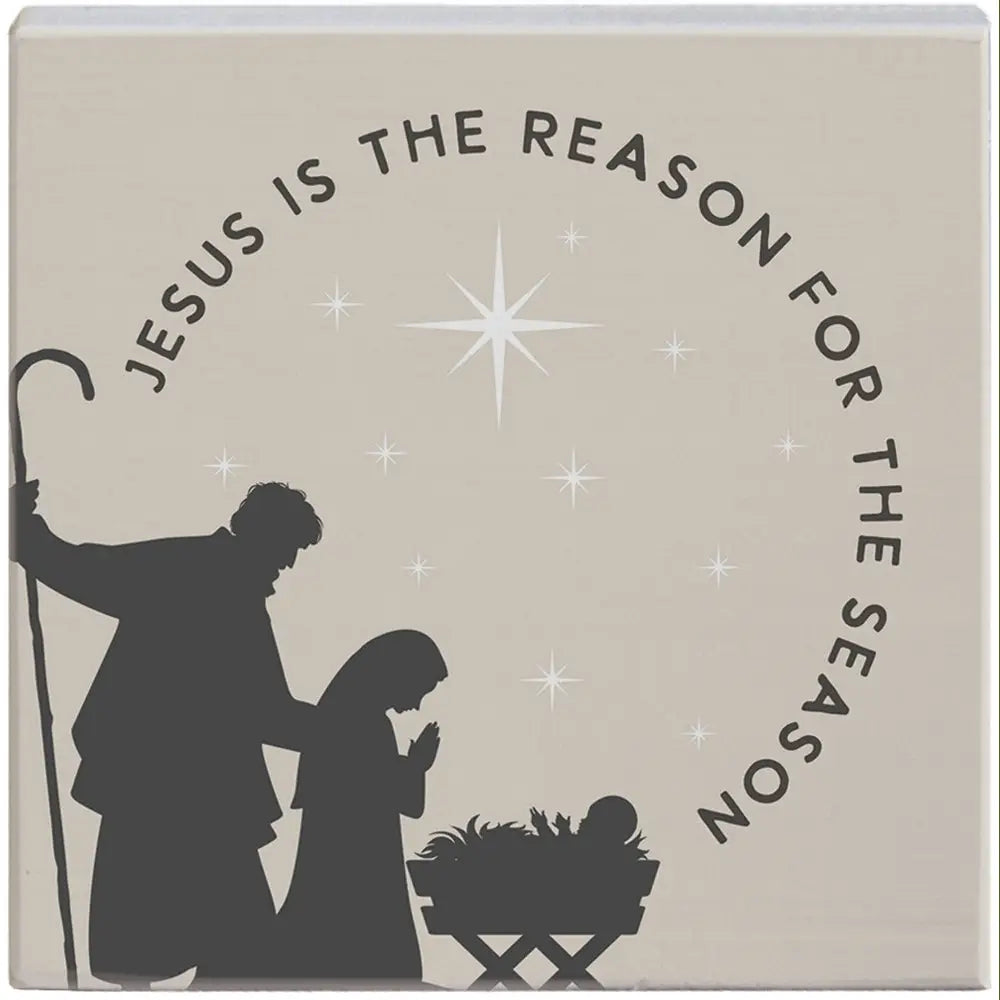 Jesus is the Reason for the Season Wood Block Sign