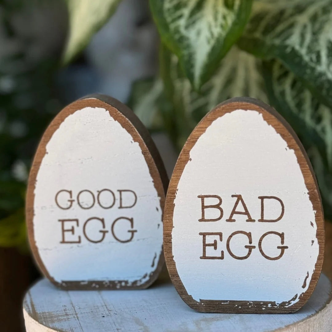 Good/Bad Two Sided Wood Egg