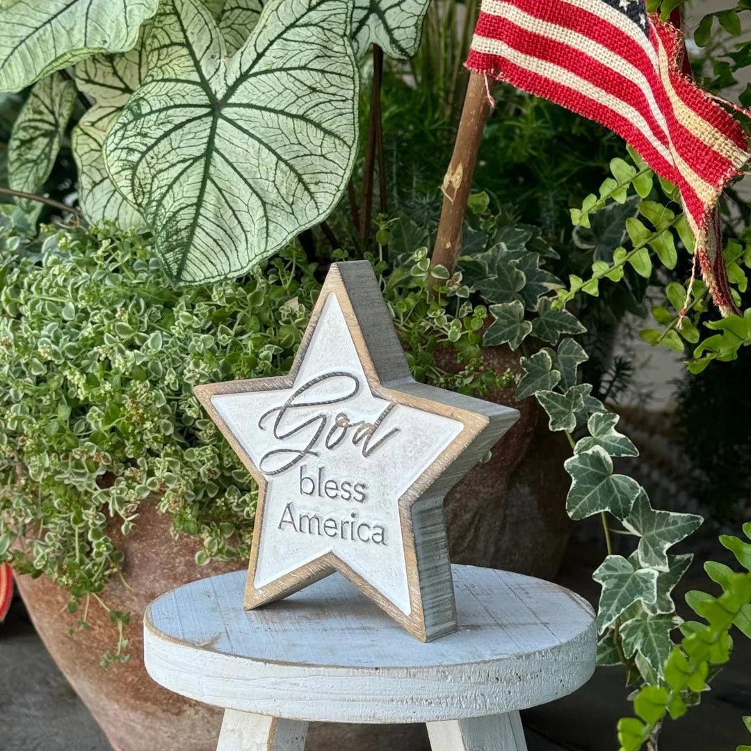 God Bless America Carved Star