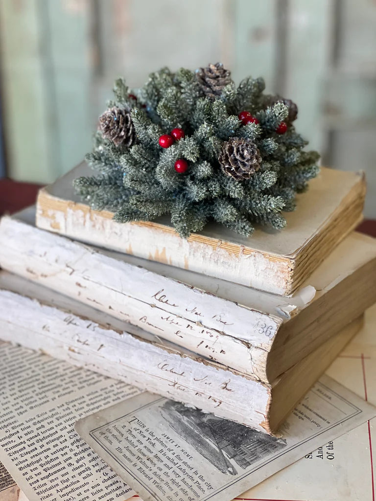 Icy Mini Pine with Berry Half Sphere