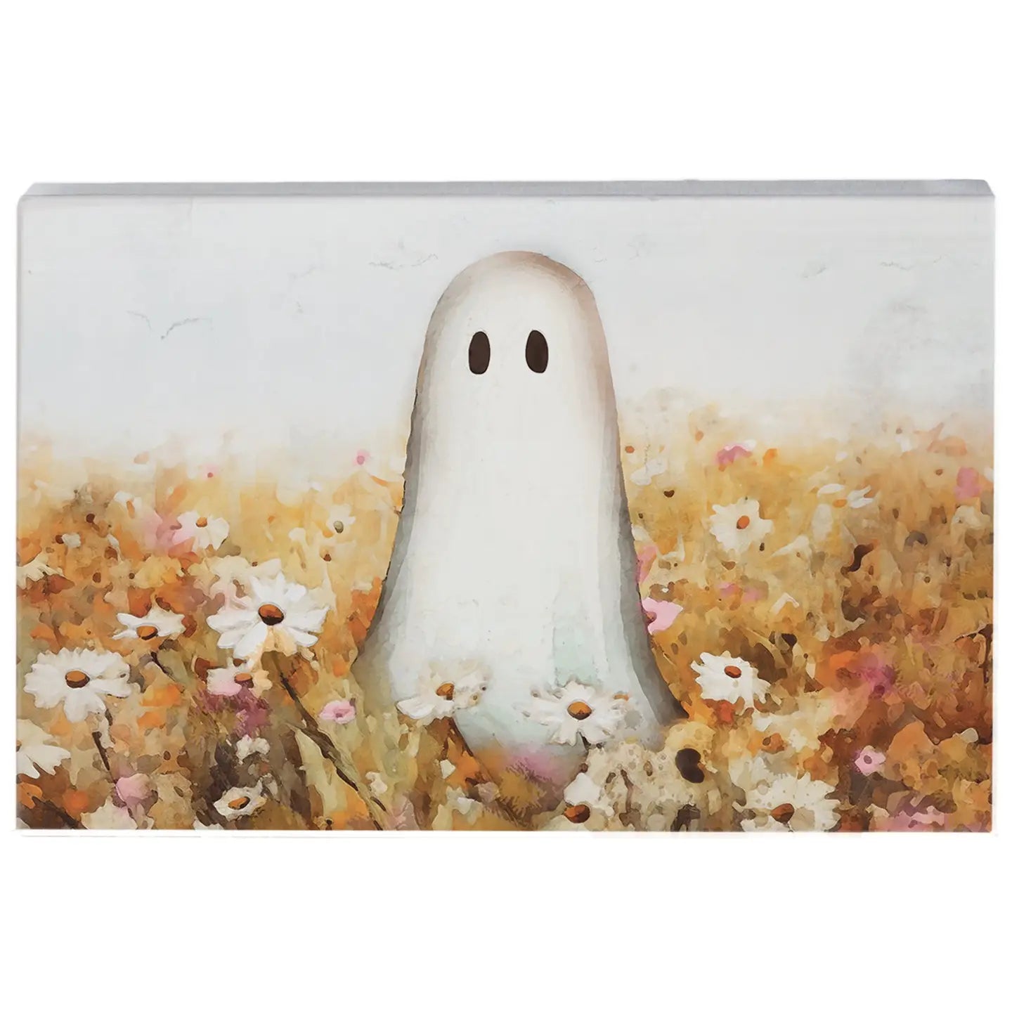 Ghost Flower Field Wood Block Sign
