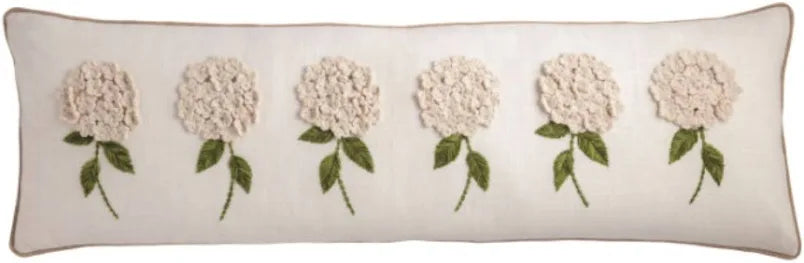 White Floral Embroidered Pillow