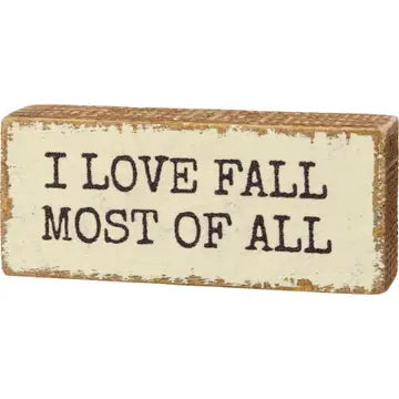 I Love Fall Wood Block Sign