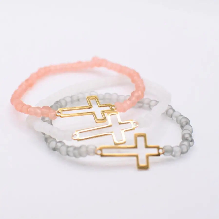 Gold Cross Beaded Bracelet - 3 Styles