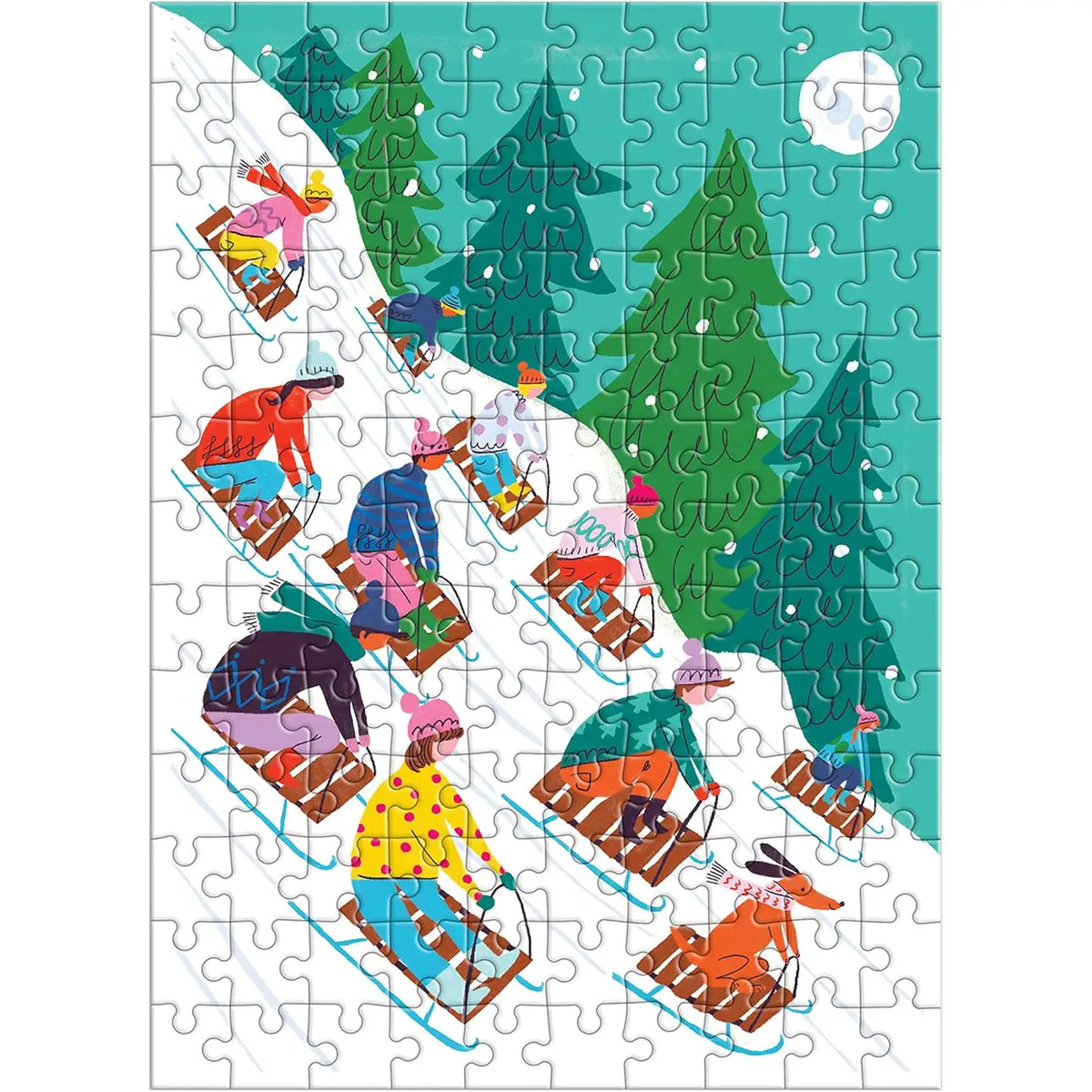 Winter Sledding Puzzle Ornament