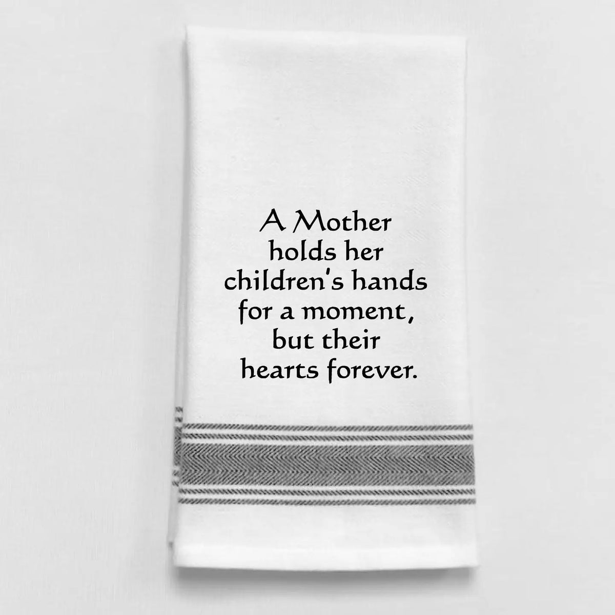 A mother holds towel