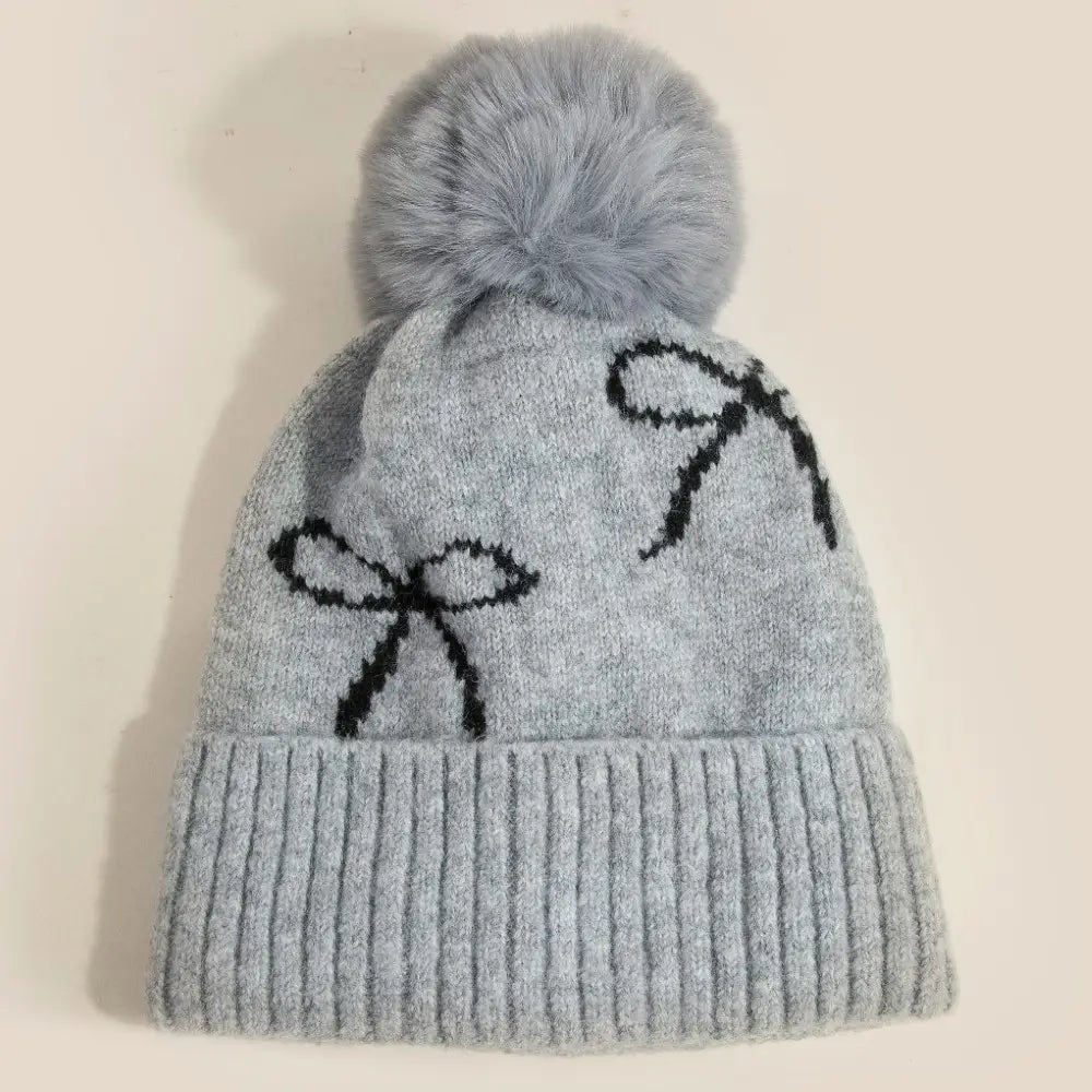 Ribbon Bow Pom Beanie - 3 Styles