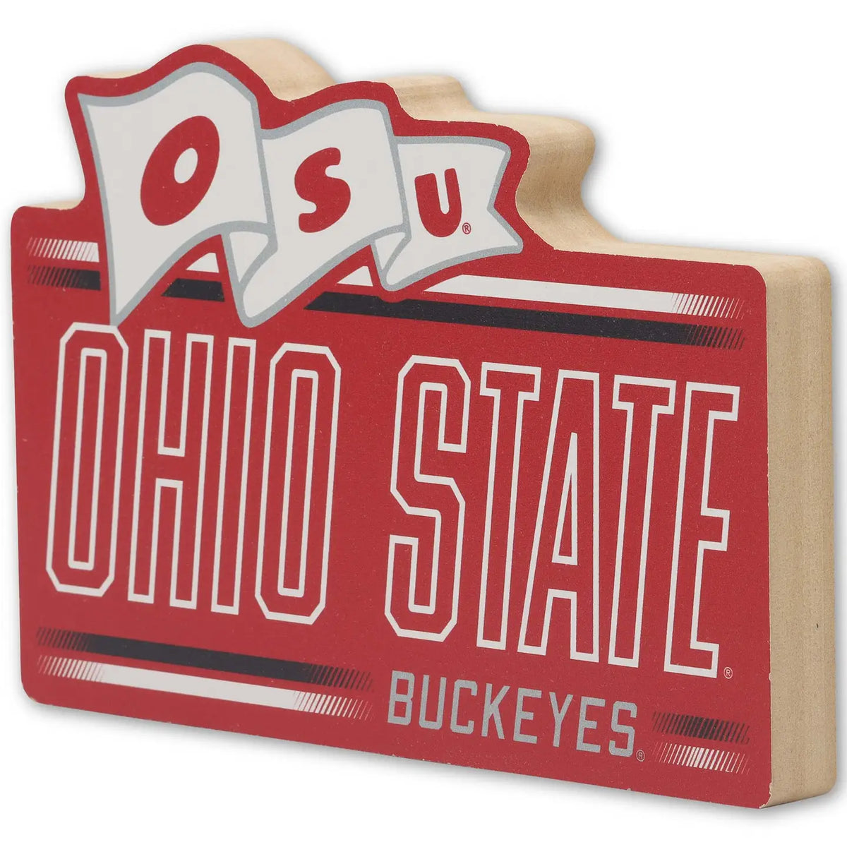 Ohio State Buckeyes Banner Chunky Wood Sign
