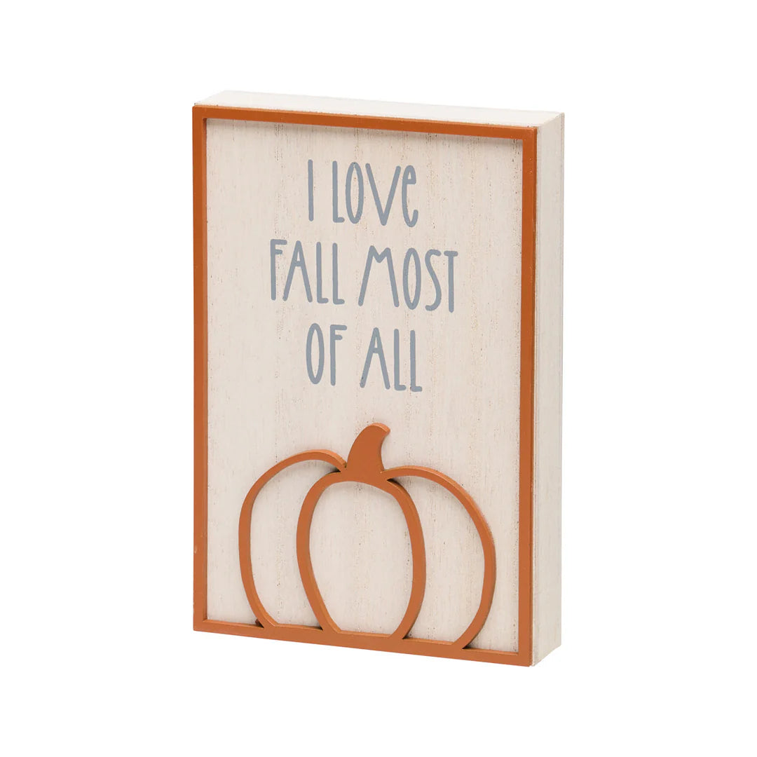 I Love Fall Pumpkin Block