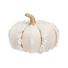 Medium White Stripes Fabric Pumpkin