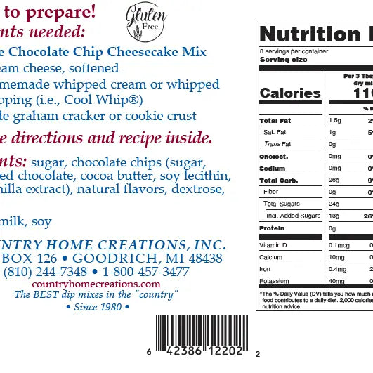 No Bake Chocolate Chip Cheesecake Mix