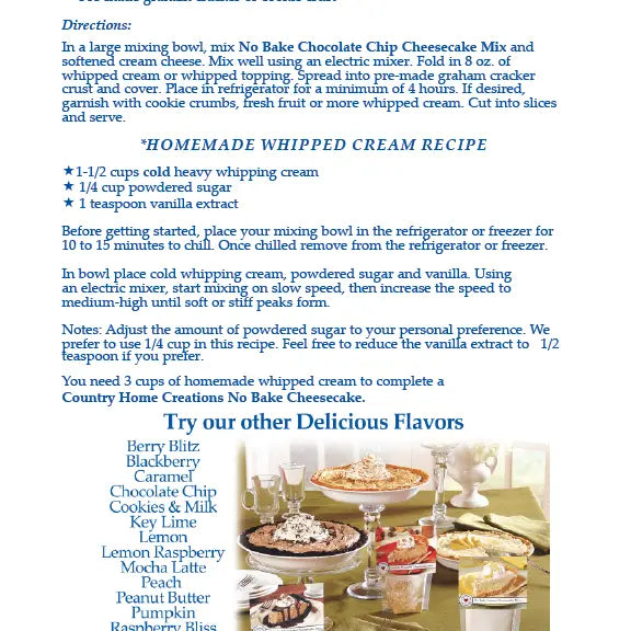 No Bake Chocolate Chip Cheesecake Mix