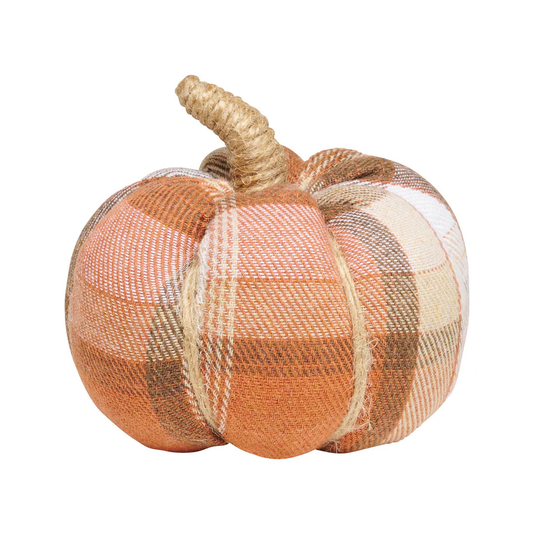 Small Autumn Plaid Fabric Pumpkin