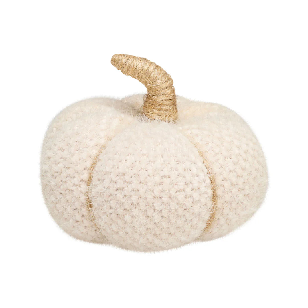 Small Cream Fabric Pumpkin