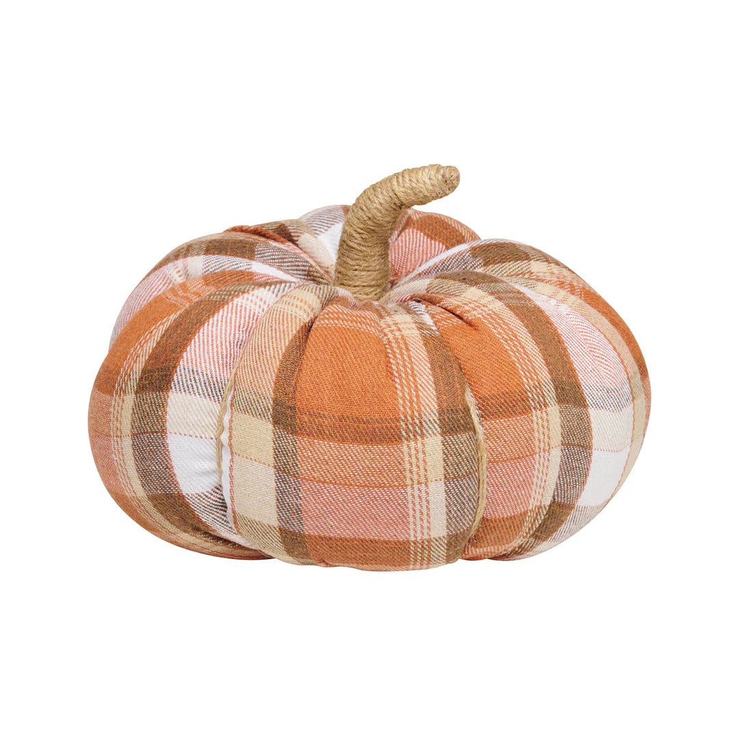 Large Autumn Plaid Fabric Pumpkin