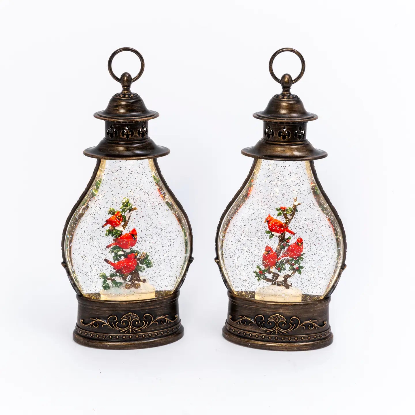 Cardinals Lighted Water Globe Lantern - Large