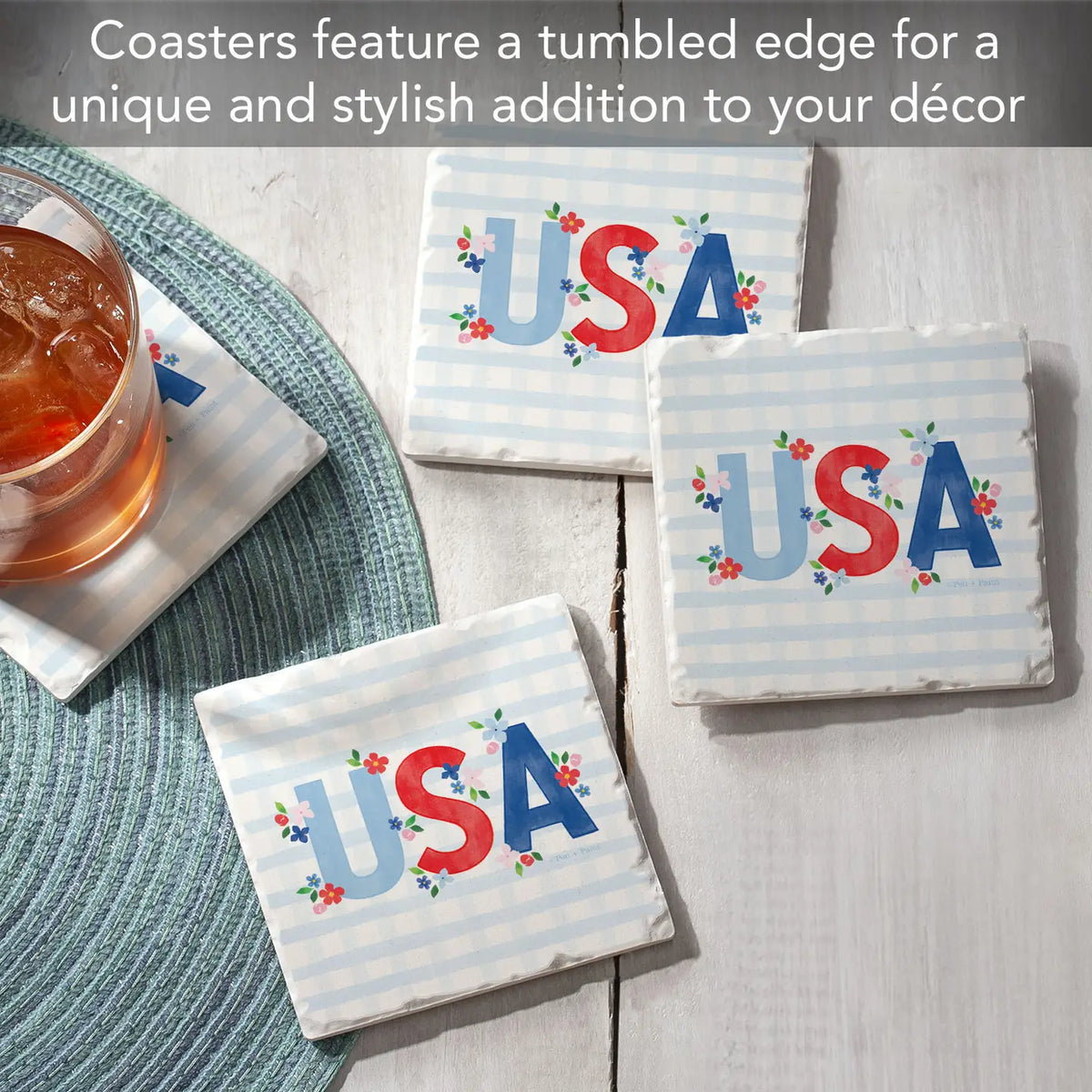 USA Gingham Coaster