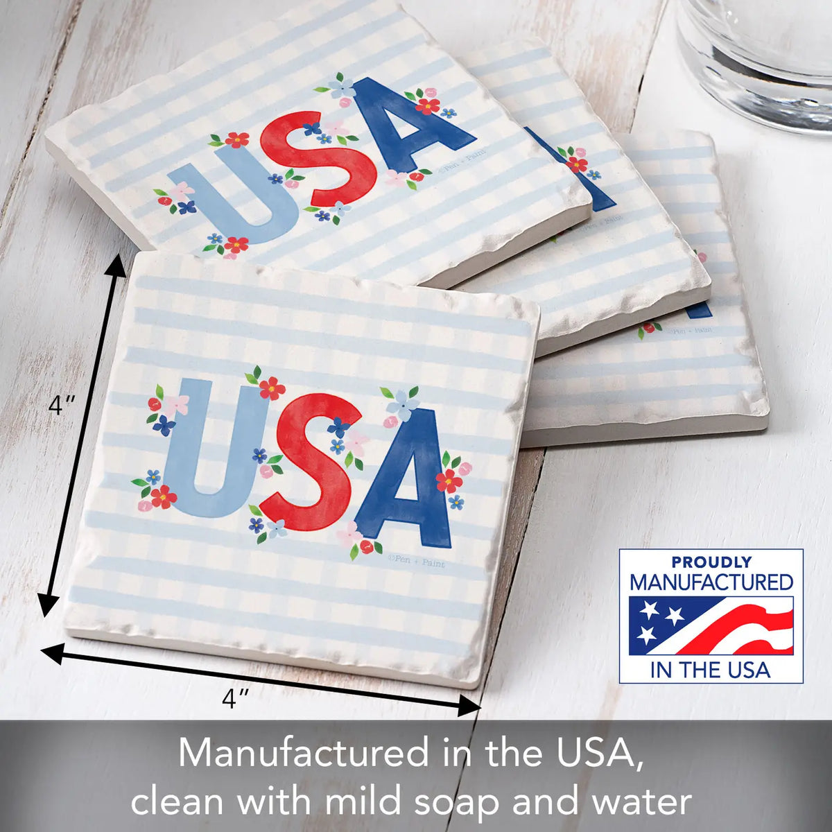 USA Gingham Coaster