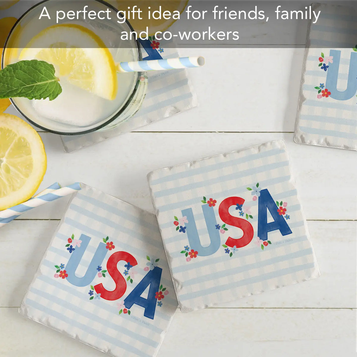 USA Gingham Coaster