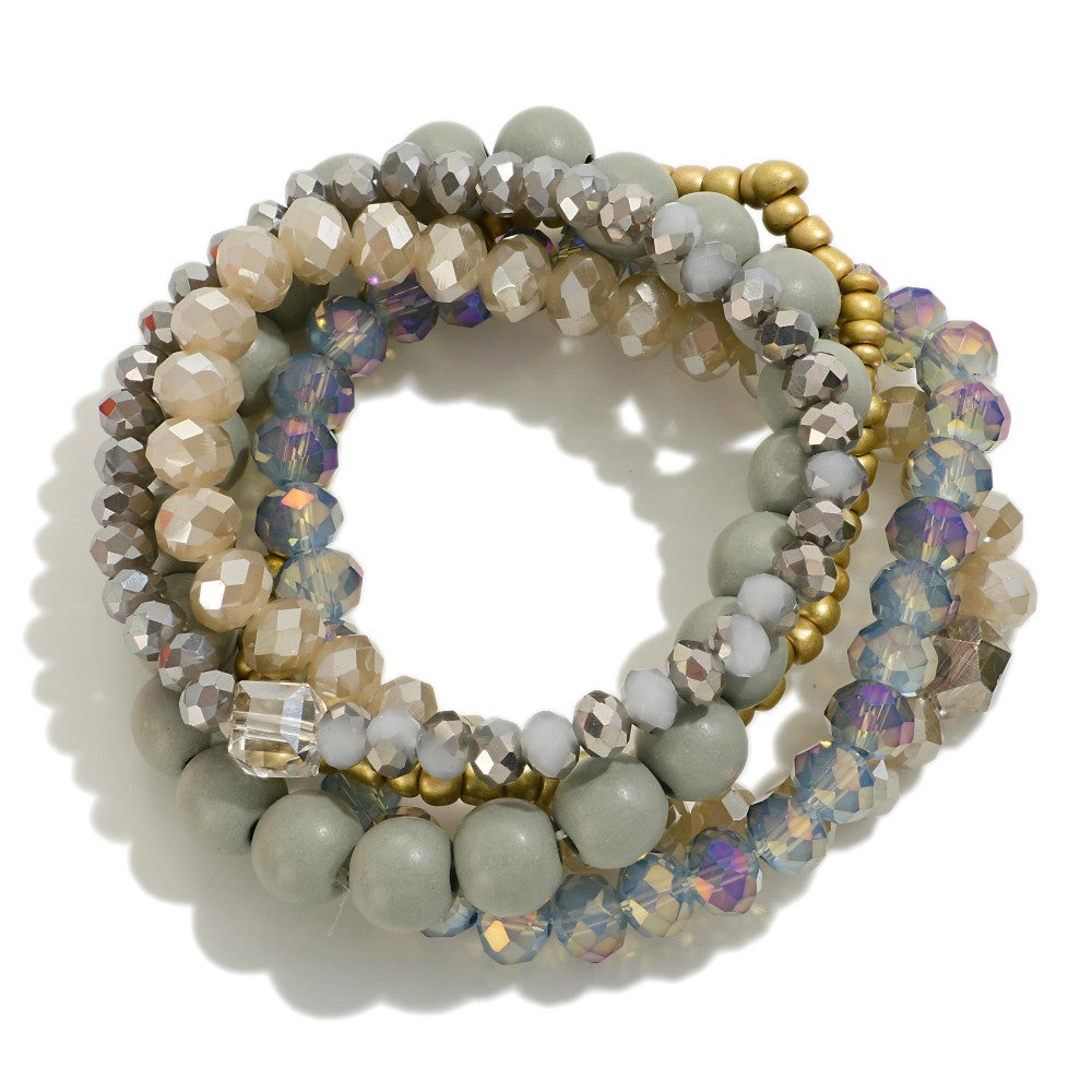 Grey Bead Bracelets - Set of 5