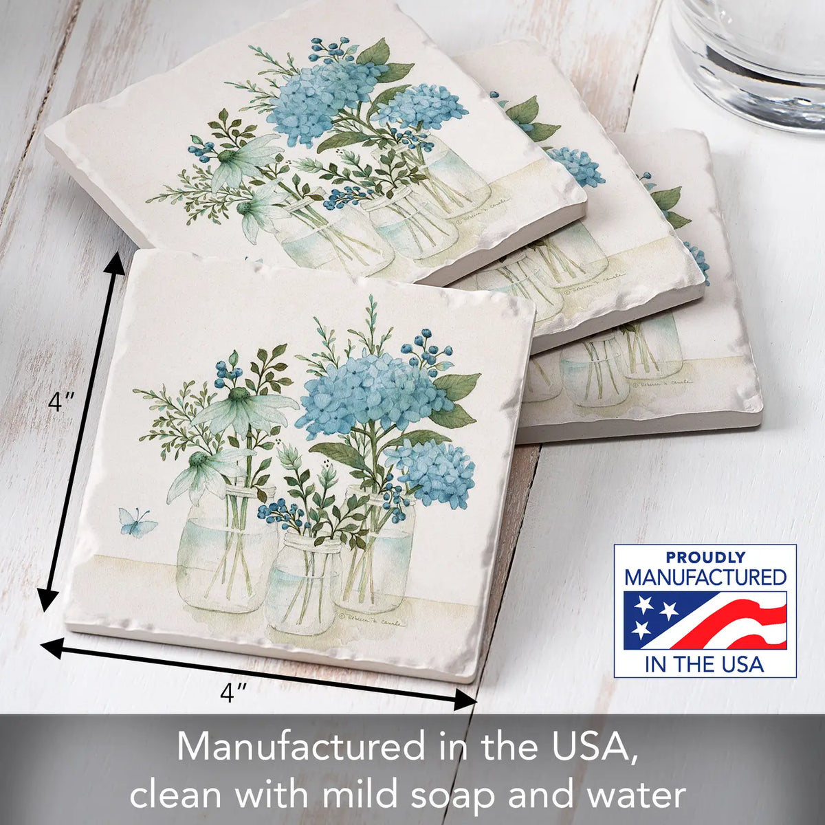 Mason Jars &amp; Flowers Coaster