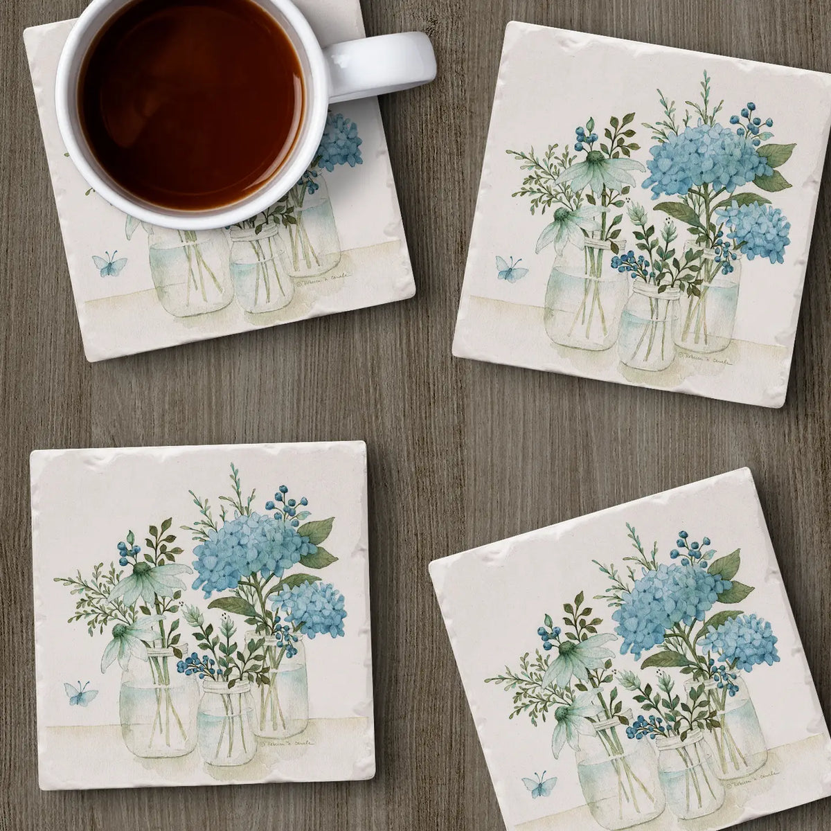 Mason Jars &amp; Flowers Coaster