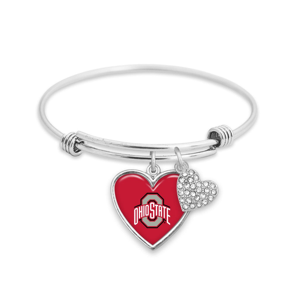 Ohio State Bangle Bracelet with Heart Charm
