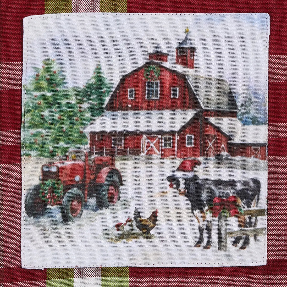 Happy Holidays Plaid Decorative Dishtowel