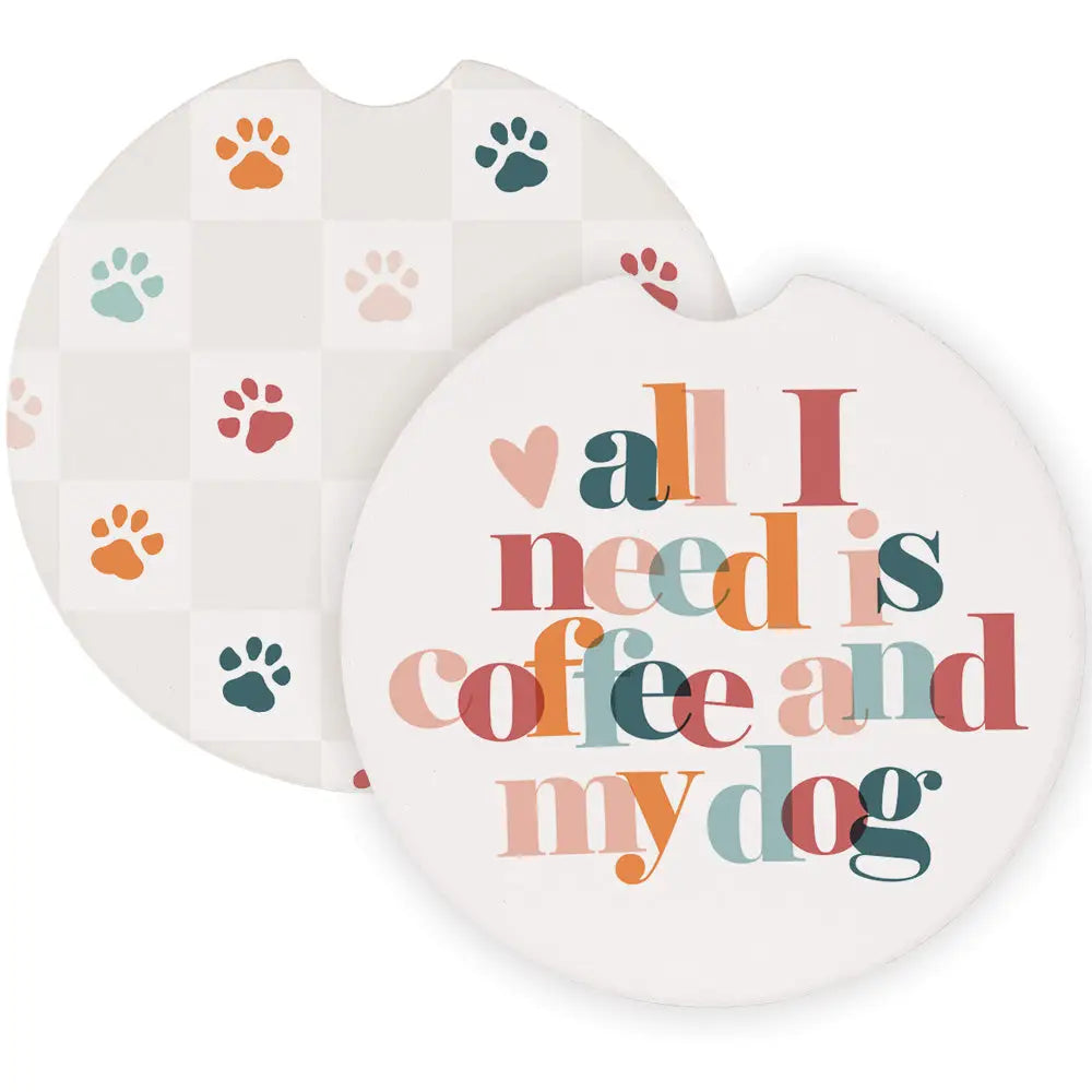 Coffee and my dog car coaster - set of 2