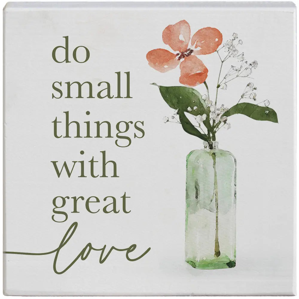 Small things vase wood block sign