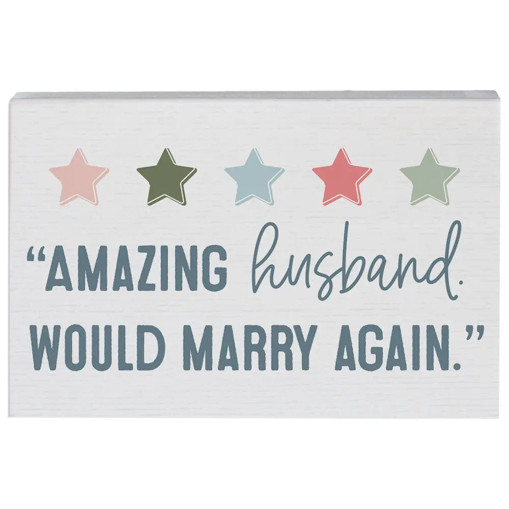 Five star husband wood block sign