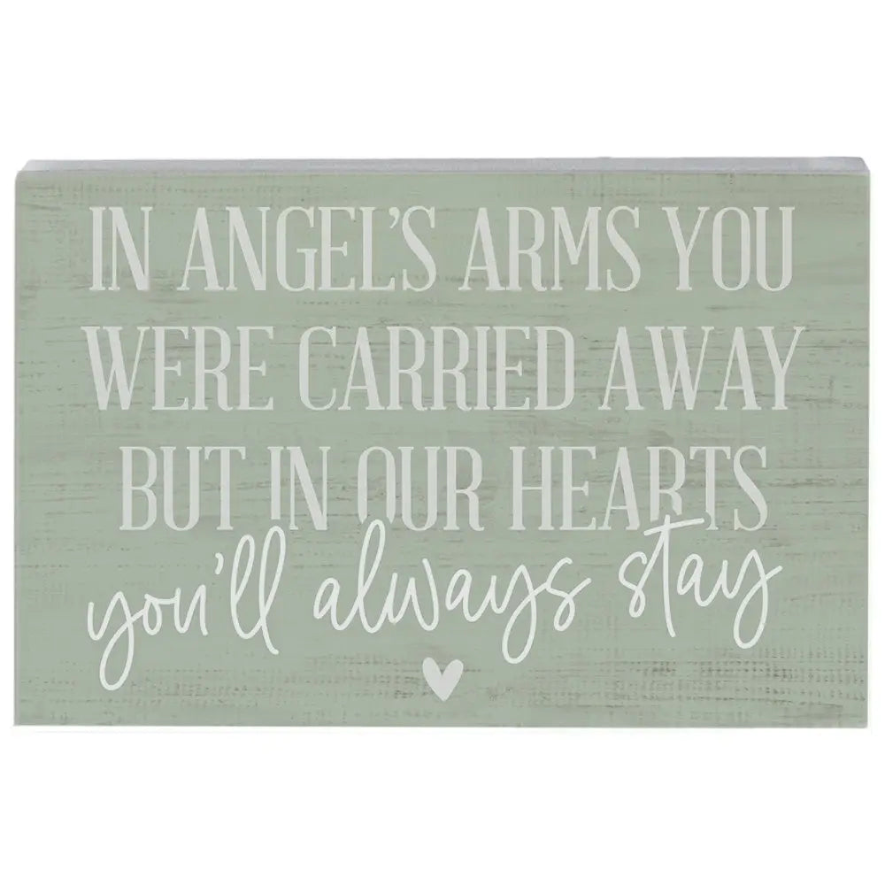In angels arms wood block sign