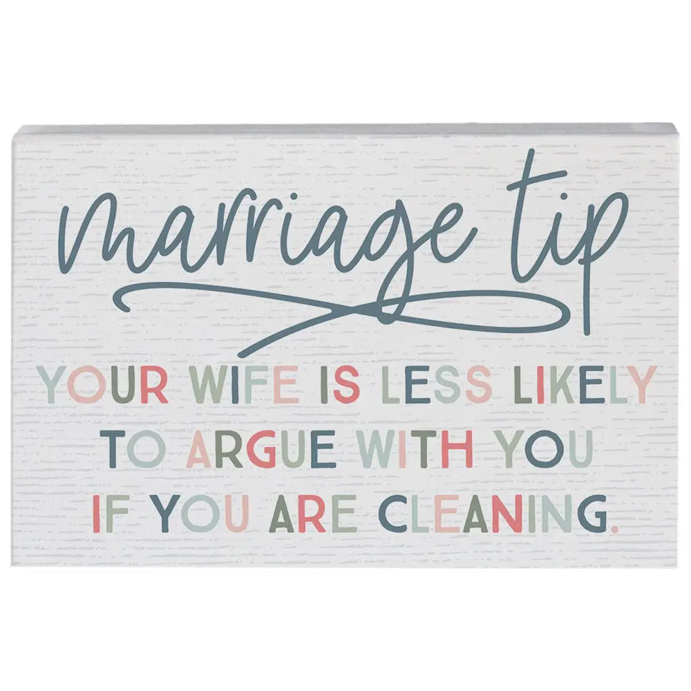 Marriage tip wood block sign