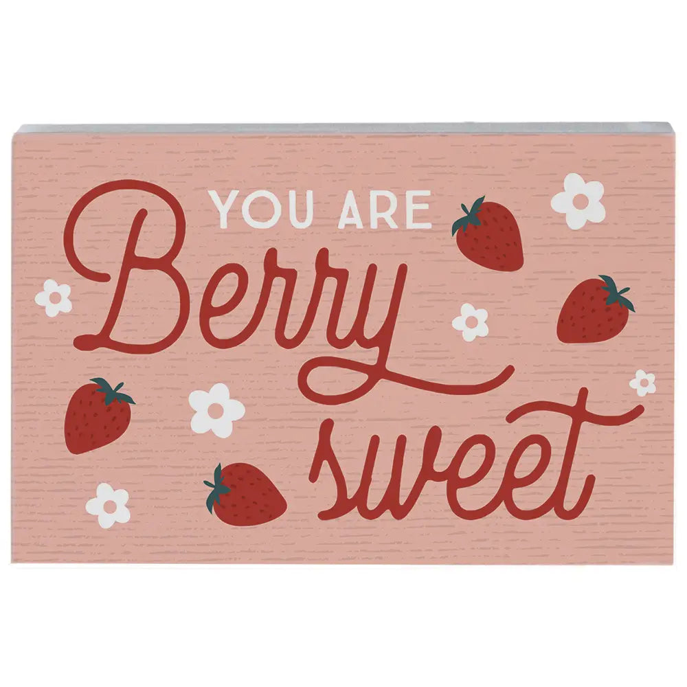 Strawberry Sweet Wood Block Sign