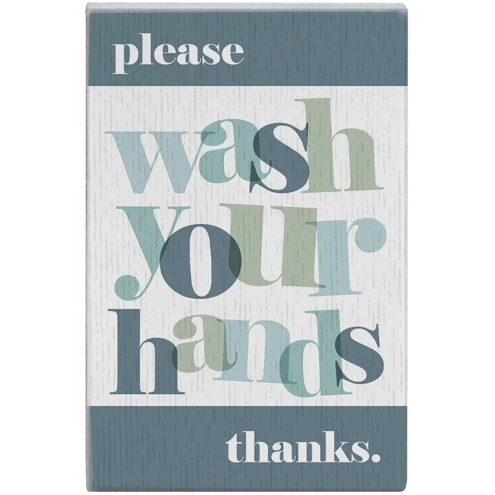 Wash your hands wood block sign