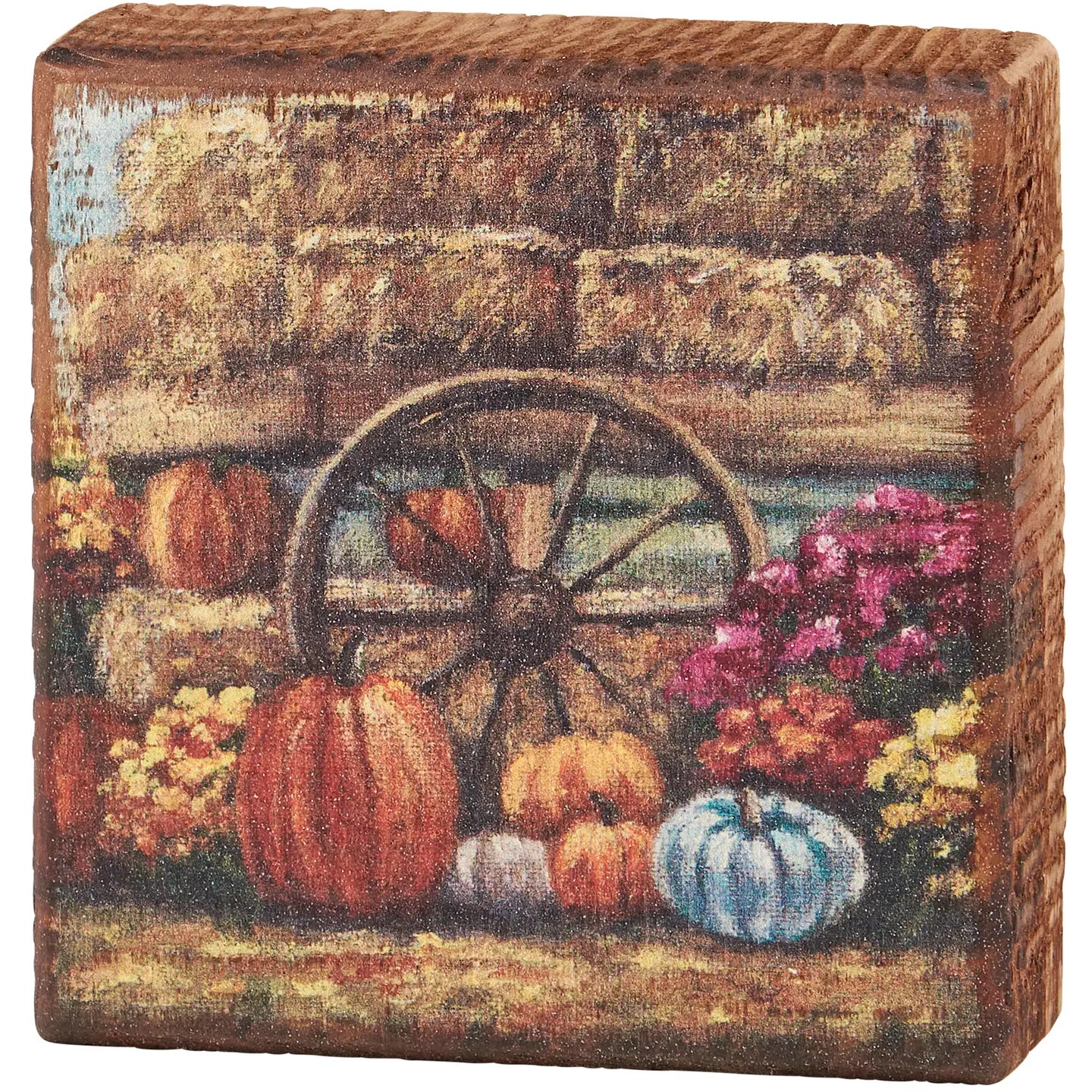 Farm Fall Wagon Wood Block