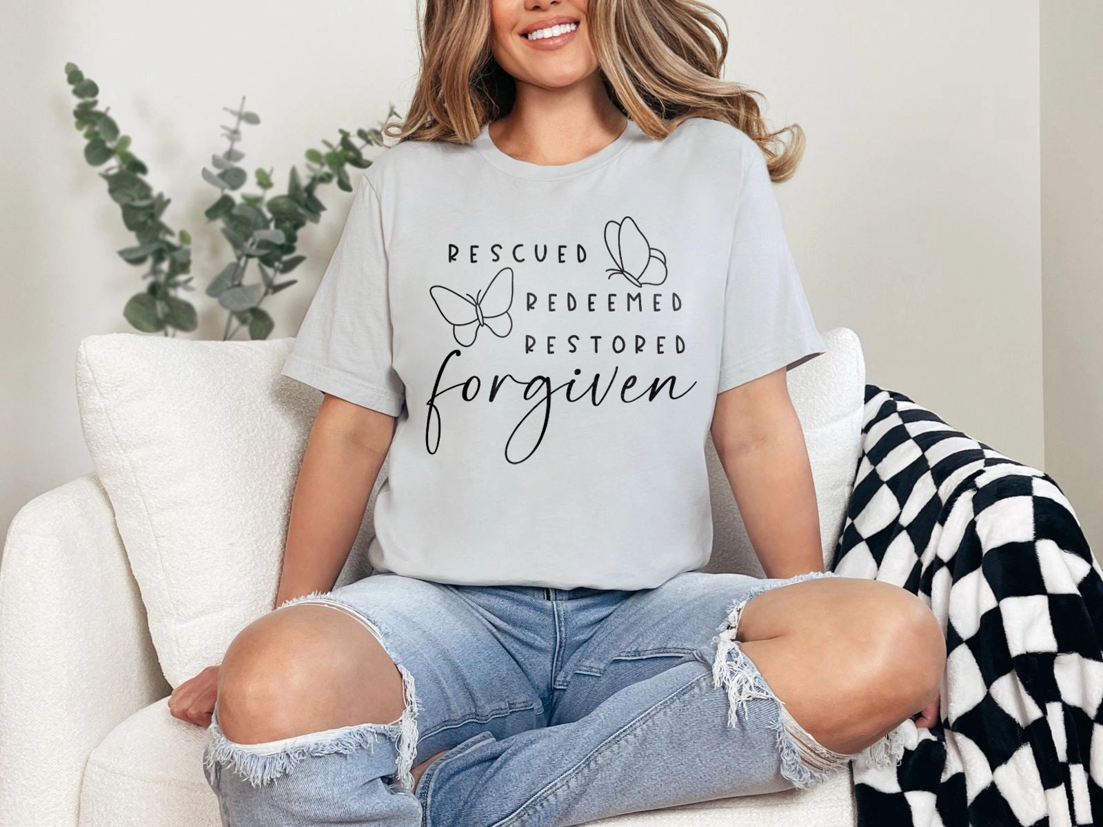 Rescued Redeemed Restored Forgiven Graphic Tee