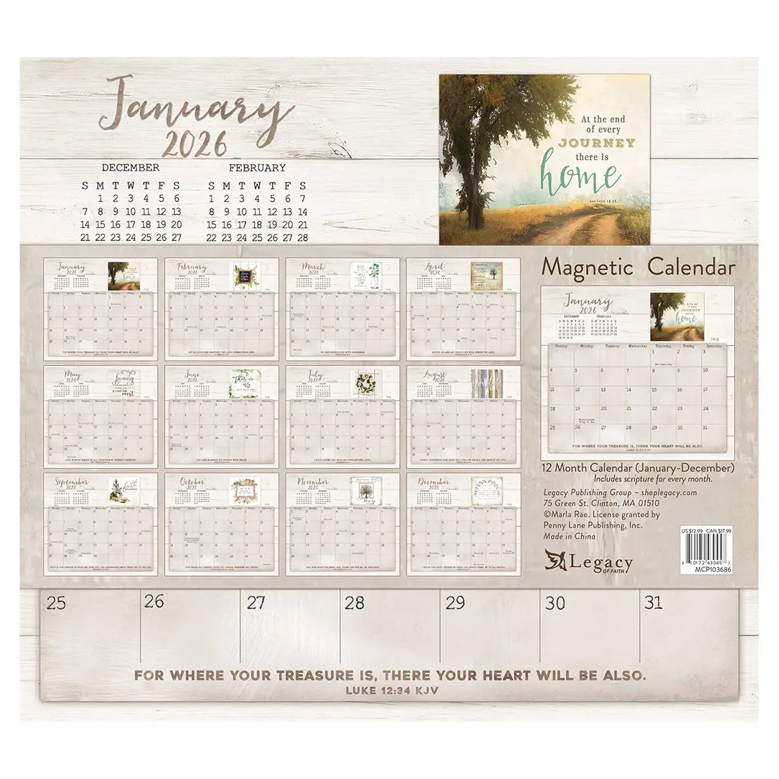 Faith and Family Magnetic 2026 Calendar Pad