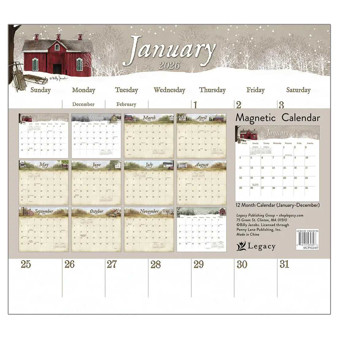 The Road Home Magnetic 2026 Calendar Pad