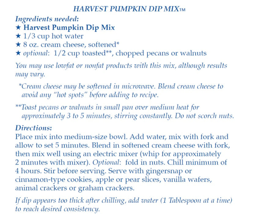 Harvest Pumpkin Dip Mix