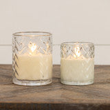 Chevron Glass 3D Flame Candle - 2 Sizes