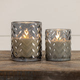 Grey Chevron Glass 3D Flame Candle - 2 Sizes