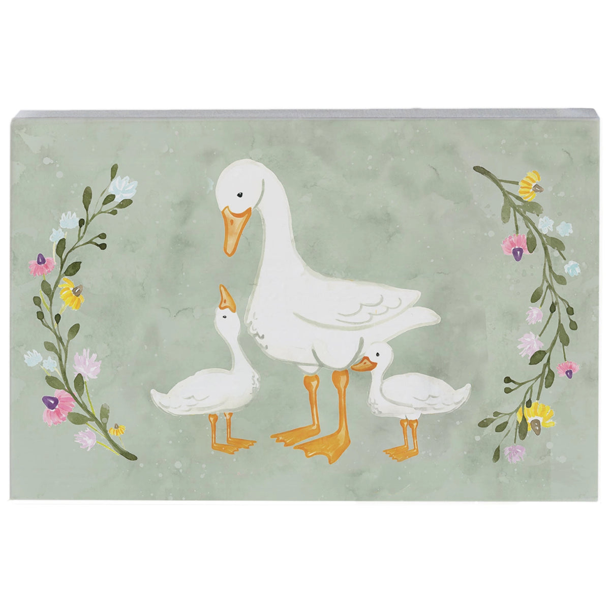Mama Geese Babies Wood Block Sign