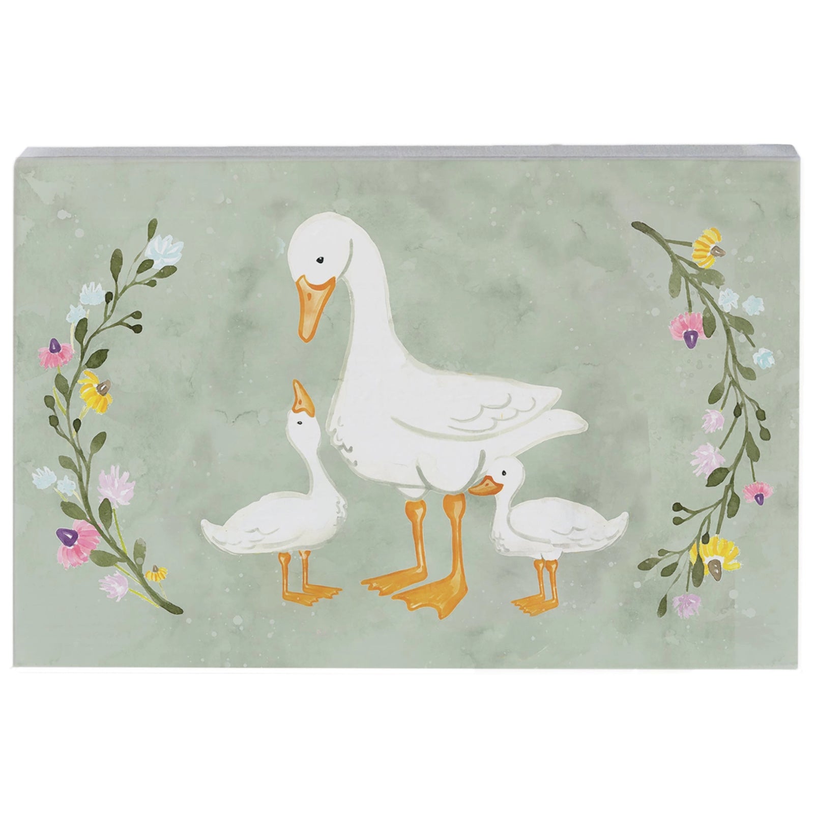 Mama Geese Babies Wood Block Sign