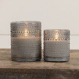 Grey Dotted Glass 3D Flame Candle - 2 Sizes