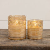 Champagne Dotted Glass 3D Flame Candle